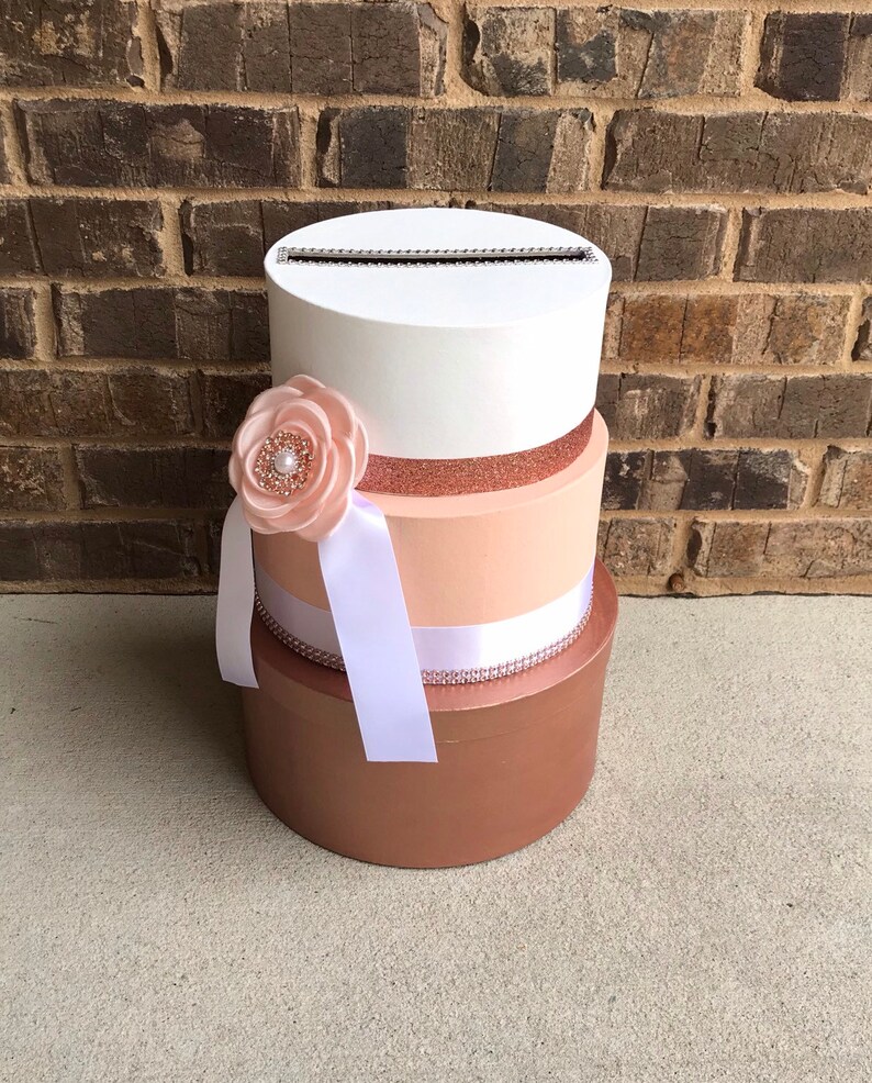 Rose Gold and White Card Box Wedding Centerpiece 3 Tier Card Etsy