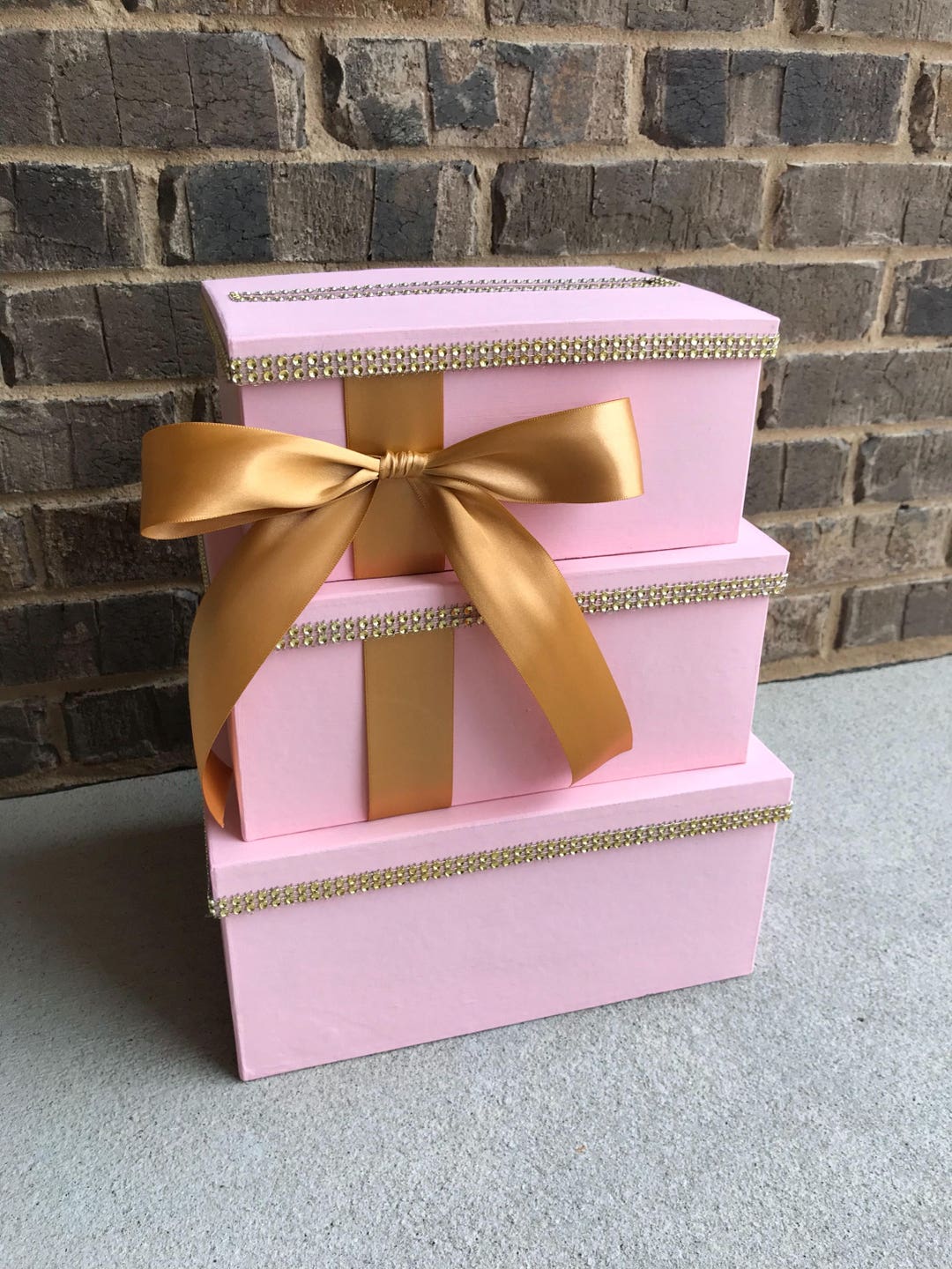 Blush Pink & Gold Card Box Centerpiece, 3 Tier Wedding, Shower, or ...