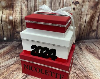 Personalized 2026 Graduation Card Box, 3 Tier Money Holder, Letter Box