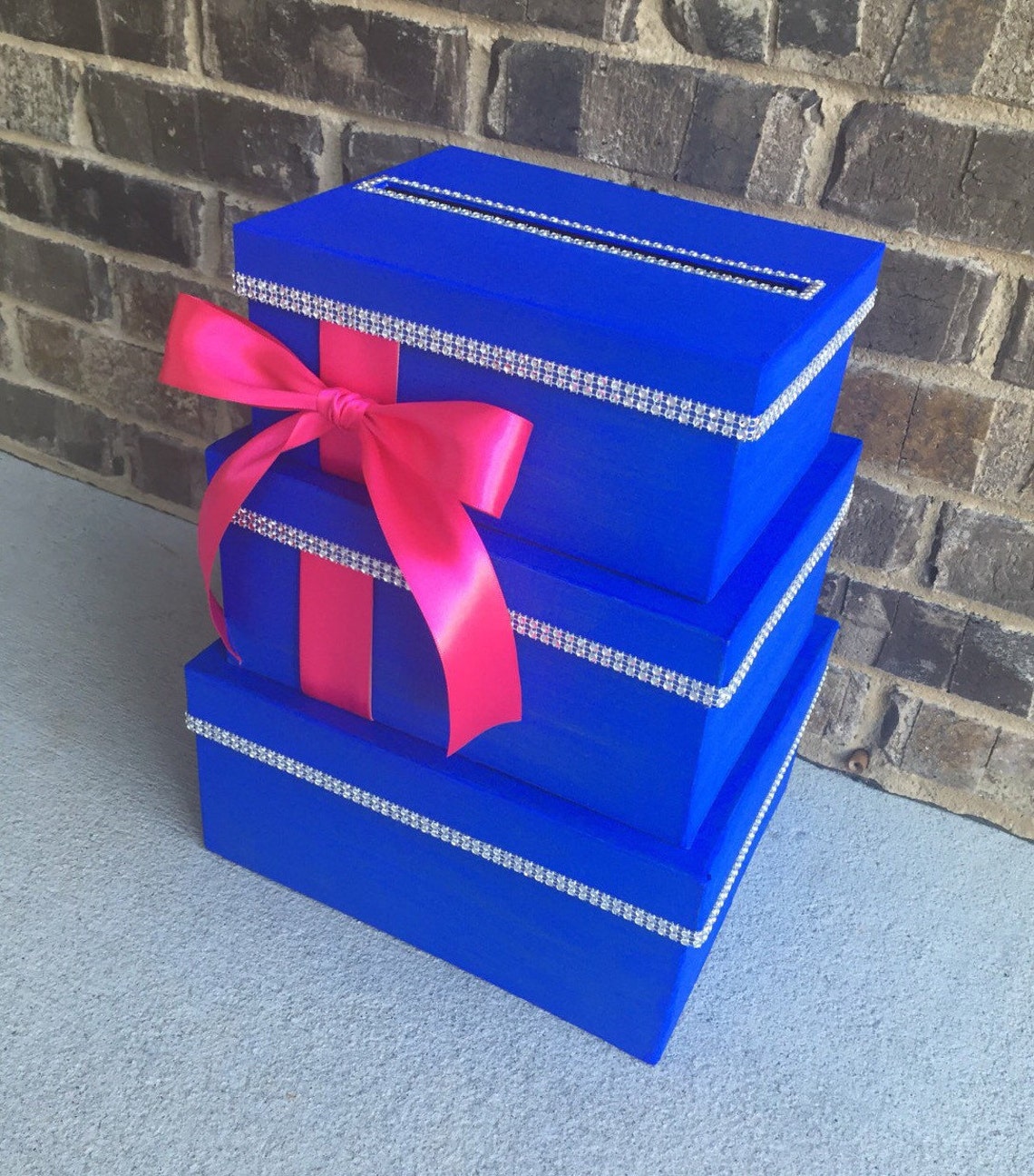 Royal Blue Card Box Centerpiece Blue 3 Tier Wedding Shower Etsy