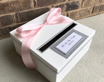 White Card Box, White and Silver Card Box, Storage and Keepsake Box, Giftbox Centerpiece