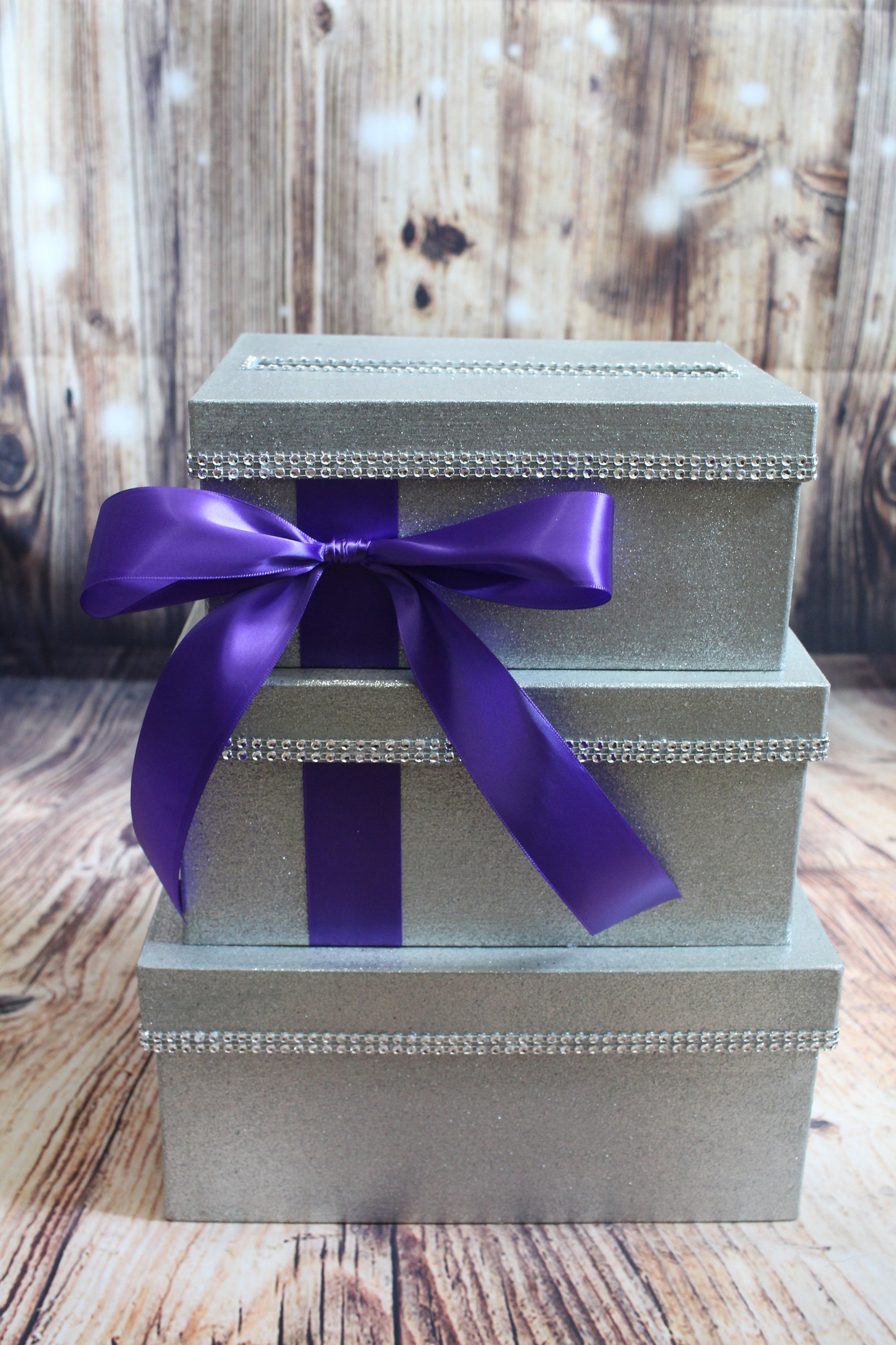 Silver Glitter Card Box Centerpiece Purple Sparkly Wedding Etsy