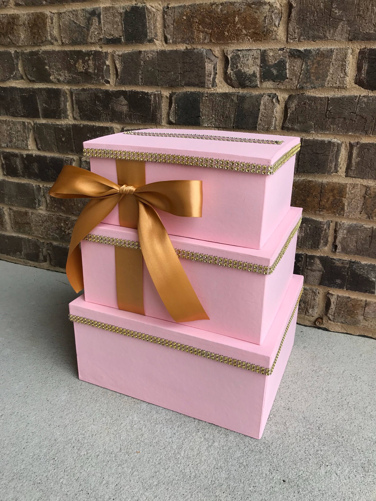 Blush Pink & Gold Card Box Centerpiece, 3 Tier Wedding, Shower, or ...