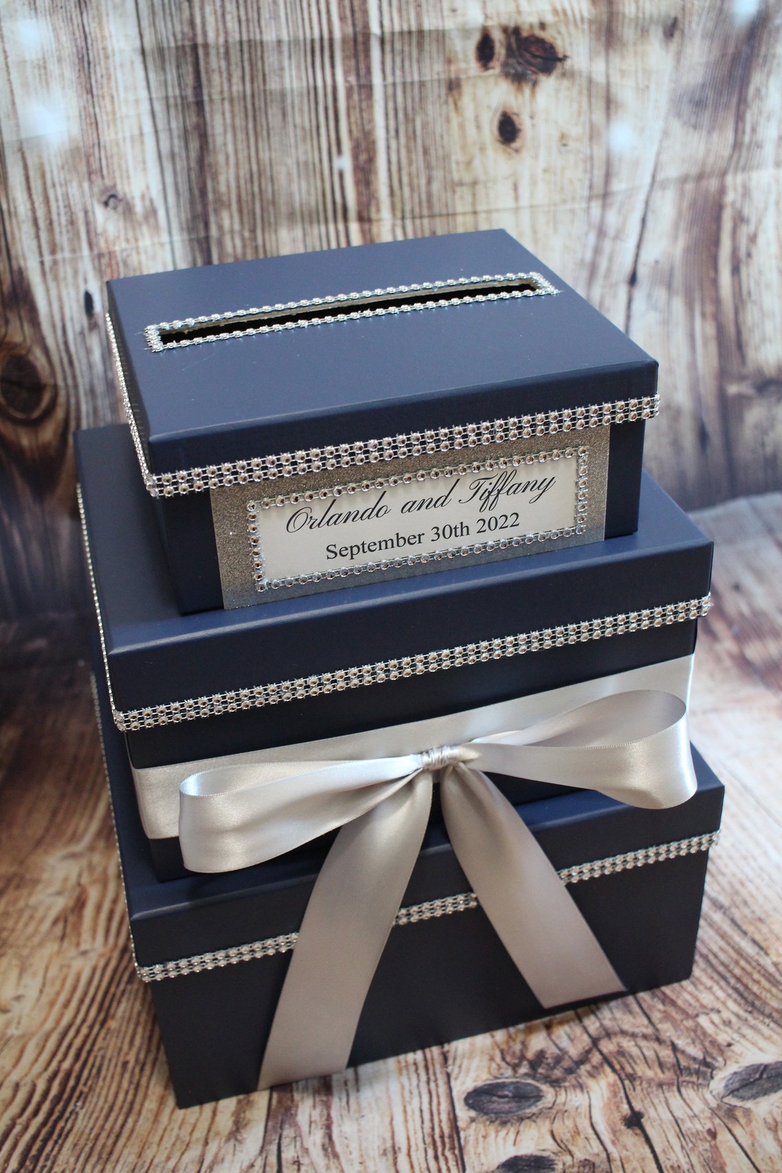 Navy Card Box Giftcard Box and Navy Blue Money Box Etsy