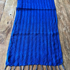 Hand woven cotton scarf hand dyed with indigo image 2