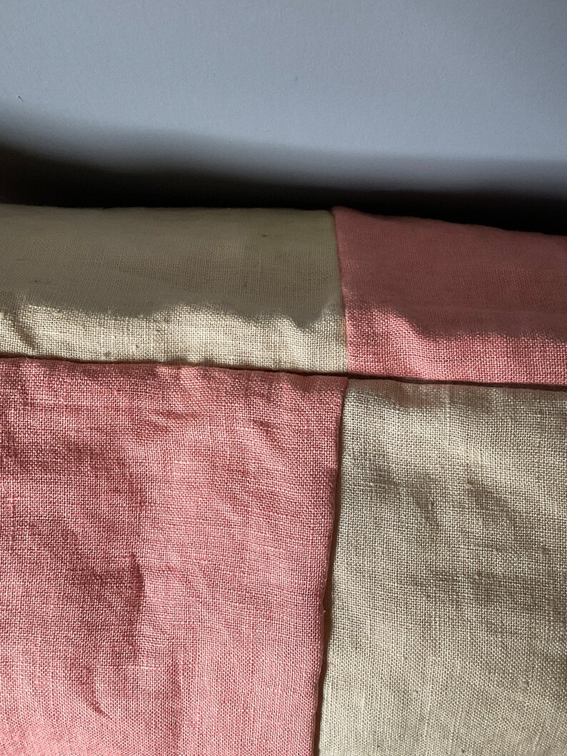 Cinnamon and terracotta hand dyed linen patchwork pillow cover image 4