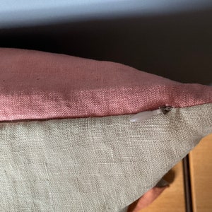 Cinnamon and terracotta hand dyed linen patchwork pillow cover image 3