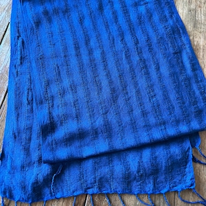 Hand woven cotton scarf hand dyed with indigo image 5