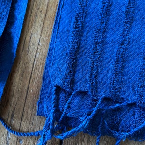 Hand woven cotton scarf hand dyed with indigo image 3