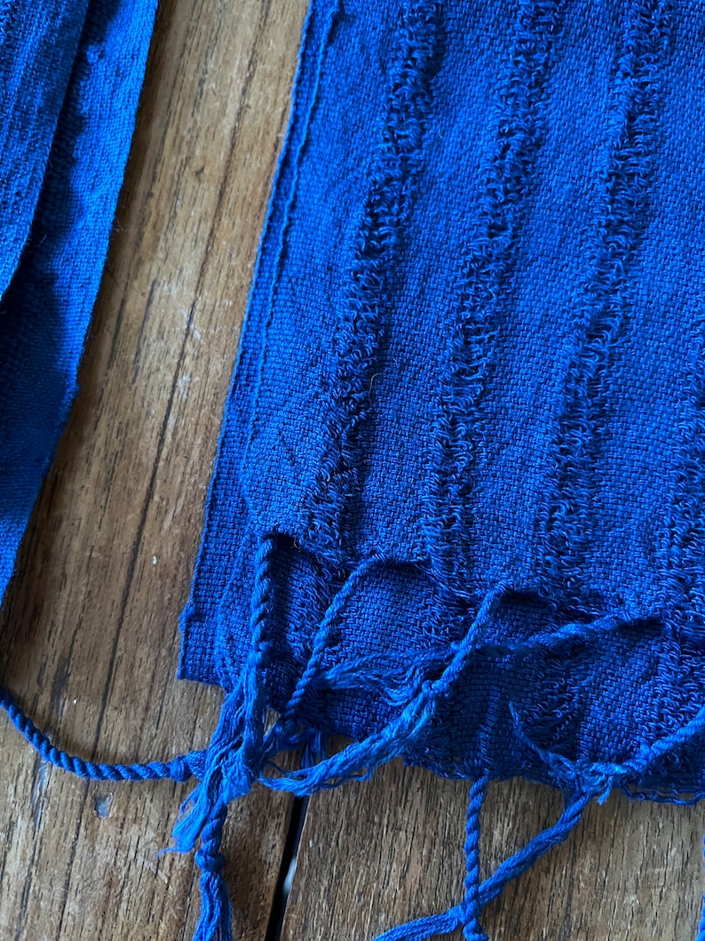 Hand woven cotton scarf hand dyed with indigo image 3