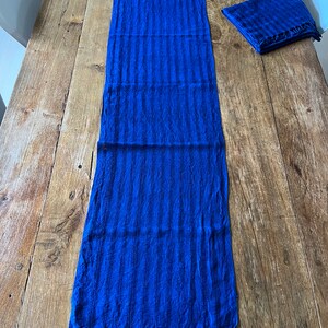 Hand woven cotton scarf hand dyed with indigo image 4