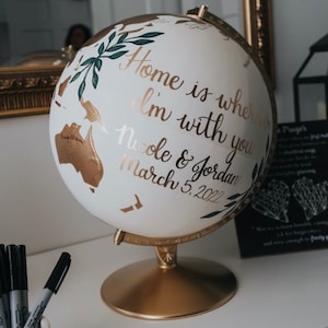 Guest Book Alternative Custom World Globe Wedding Guestbook Personalized Travel Sign Map Reception Decor Unique Creative Destination Wedding