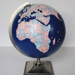 Travel Themed Globe Custom Globe Pins Marking Your Favorite Destinations Office, Home, Gift, Wedding Hand Painted 12 Diameter image 8