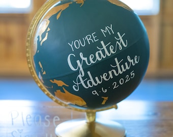 Custom Wedding Guest Book Globe: Personalized World Map for Travel Destination Wedding Signing Globe