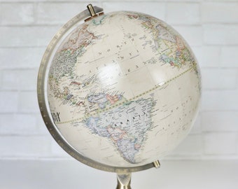 Large Antique Guest Book Globe, Cream White Neutral Pastel Wedding Decor, Guest Book Alternative Travel Theme, Reception Table Centerpiece