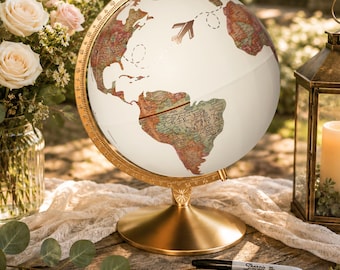 Custom Wedding Guest Book Alternative World Globe Personalized Travel Map Reception Decor Destination Weddings