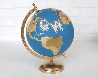 Custom University Globe – College Logo – College Mascot – Hand Painted – College Dorm Room Decor – Football Fans – Graduation – 8" Diameter