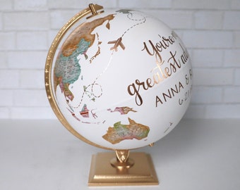 Custom Wedding Globe – Perfect for Wedding Guestbook or Centerpiece – Hand Painted – 12" Diameter – Travel, Boho Chic, Guestbook Alternative