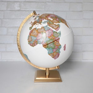 Travel Themed Globe Custom Globe Pins Marking Your Favorite Destinations Office, Home, Gift, Wedding Hand Painted 12 Diameter image 1