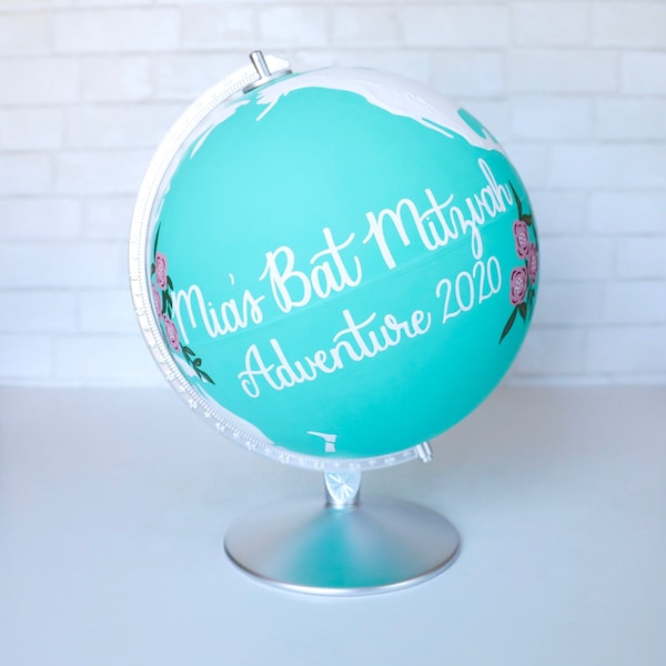 Bar Mitzvah Globe, Bat Mitzvah Guest Globe, Guestbook Alternative, 13th Birthday Party, Signing Globe, Signature Globe, World Globe, 12"