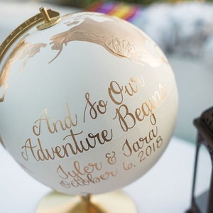 Wedding Guestbook Globe Guest Book Alternative World Map Travel Destination Wedding Adventure Awaits Custom Handmade Bespoke Boho Chic 12"