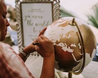 Wedding Guest Book Alternative, Globe Guest Book, Guests Signing Custom World Map, Personalized Reception Signs