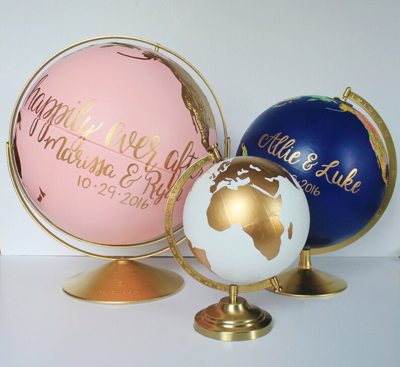 Custom Wedding Globe Perfect for Wedding Guestbook or Centerpiece Custom Colors and Quote or Names Hand Painted 8 Diameter image 3