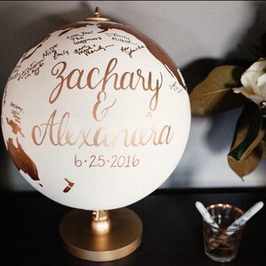 Globe Custom Wedding Globe Perfect for Wedding Guestbook or Centerpiece 12 Diameter Travel, Boho Chic, Guestbook Alternative image 6