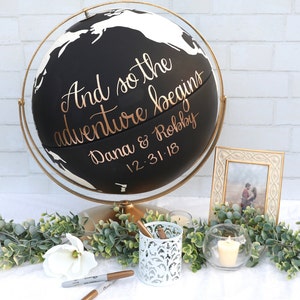 Wedding Globe Custom XL 16 Wedding Globe Limited Availability Great for Large Weddings Guestbook Globe Travel, Adventure, Boho image 8