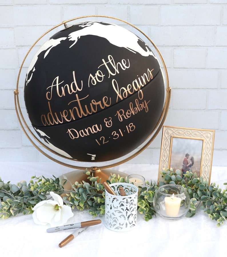 Wedding Globe Custom XL 16 Wedding Globe Limited Availability Great for Large Weddings Guestbook Globe Travel, Adventure, Boho image 8