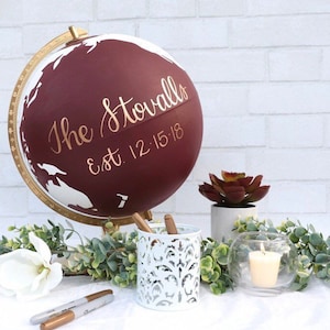 Wedding Guest Book Alternative Globe Personalized Travel Wedding Decor World Map Guestbook Custom Destination Wedding Ideas Adventure Awaits
