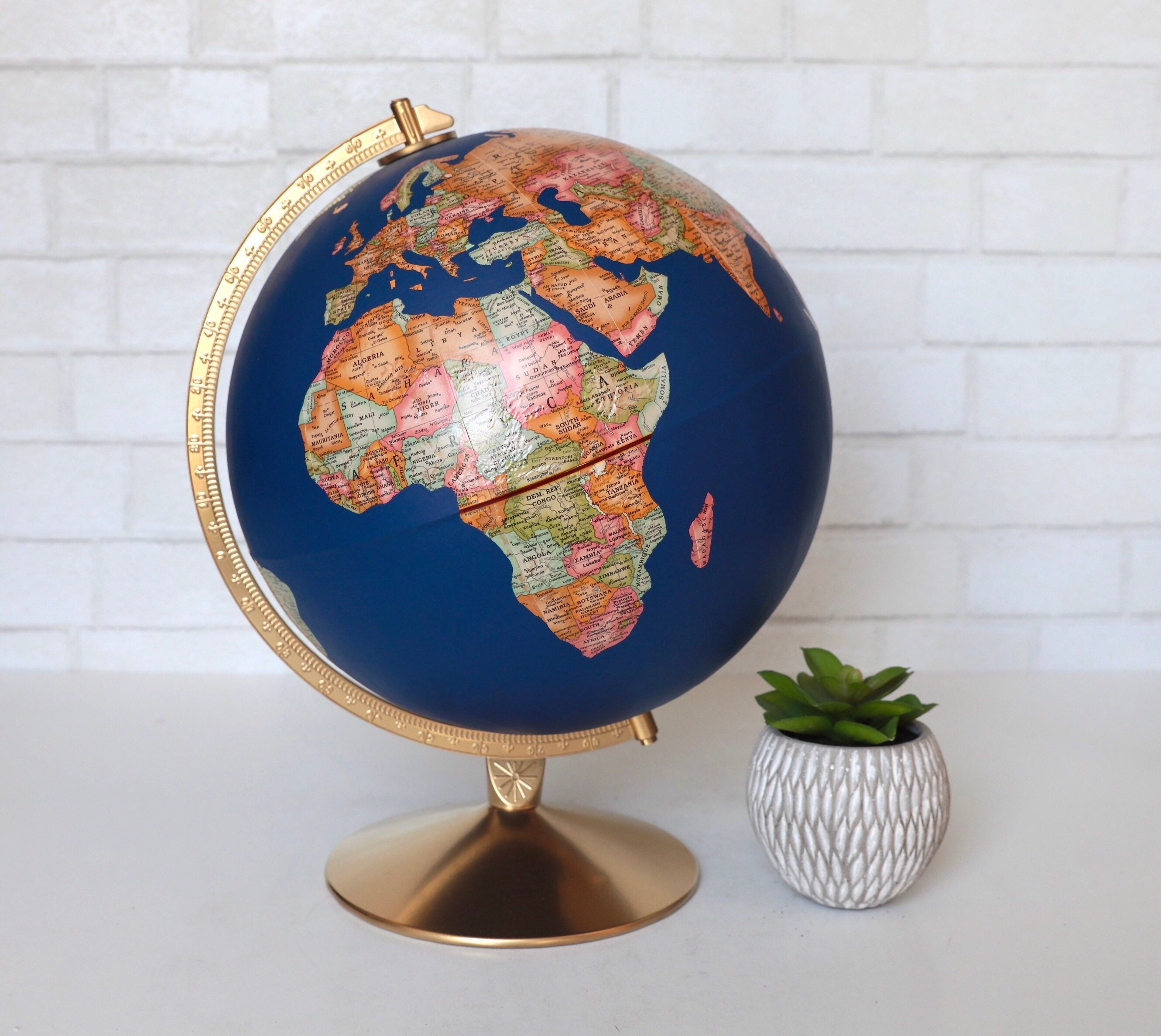 Travel Globe with Pins Custom Calligraphy Painted Globe Map Etsy