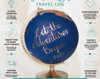 Travel Tracker Globe, Push Pin Globe, Globe With Pins, Custom Travel Globe, Personalized Travel Gift, World Traveler Keepsake