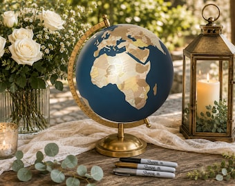 Personalized Wedding Globe Guest Book Alternative, Custom Travel Decor, 8 Inch Diameter