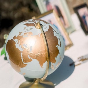 Wedding Guest Book Alternative Globe Custom Painted Perfect for Wedding Guestbook or Centerpiece 12 Diameter Travel, Boho Wedding image 5