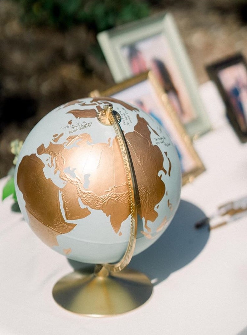 Globe Custom Wedding Globe Perfect for Wedding Guestbook or Centerpiece 12 Diameter Travel, Boho Chic, Guestbook Alternative image 3