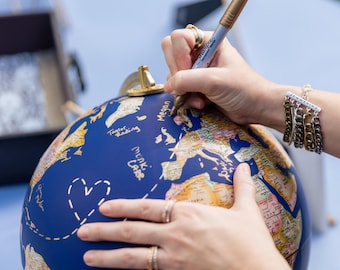 Wedding Guest Book Alternative, Globe Guest Book, Guests Signing Custom World Map, Personalized Reception Signs