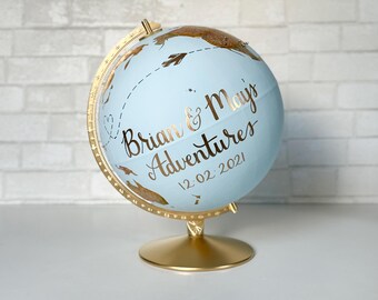 Custom Push Pin Travel Globe, Hand Painted World Map, Personalized Adventures, USA Made
