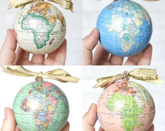 Globe Christmas Ornament, Travel Map Adventure Family Gifts, Custom Personalized Name Holiday Present, World Globe Bauble, 2023 Tree Decor