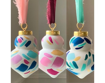 Modern Abstract Colorful Ornaments, Jewel Tone Christmas Ornaments, Gifts for Her, Creative Gifts, Terrazzo Inspired Bright Clay Ornaments