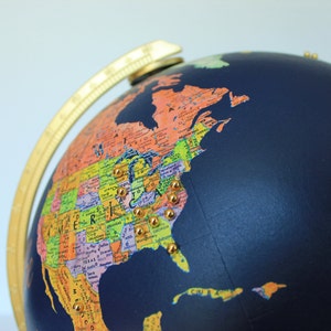 Travel Themed Globe Custom Globe Pins Marking Your Favorite Destinations Office, Home, Gift, Wedding Hand Painted 12 Diameter image 5