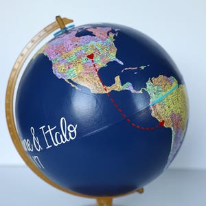 Travel Themed Globe Custom Globe Pins Marking Your Favorite Destinations Office, Home, Gift, Wedding Hand Painted 12 Diameter image 6