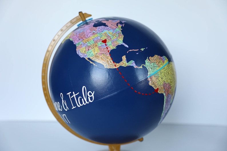 Travel Themed Globe Custom Globe Pins Marking Your Favorite Destinations Office, Home, Gift, Wedding Hand Painted 12 Diameter image 6