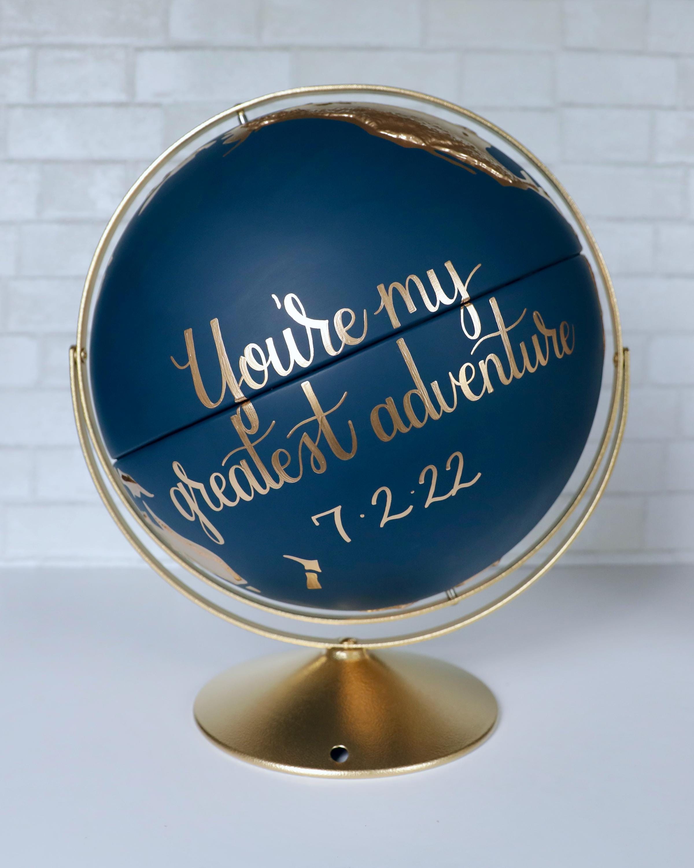 Guest Book Globe Custom Wedding Guestbook Alternative XL 16" Big World Map Signing Travel Destination Elopement Personalized Guests Sign In