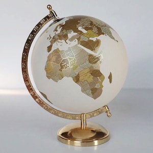 Gold & Neutral Painted Globe Guest Globe Custom Hand Lettering Exposed Countries Wedding Guestbook Wedding Globe 8 Diameter image 5