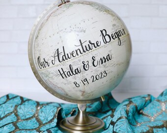 Wedding Globe Guest Book, Alternative Guest Book, Personalized Globe for Signature, Travel Theme Wedding Decor, Destination Wedding Keepsake
