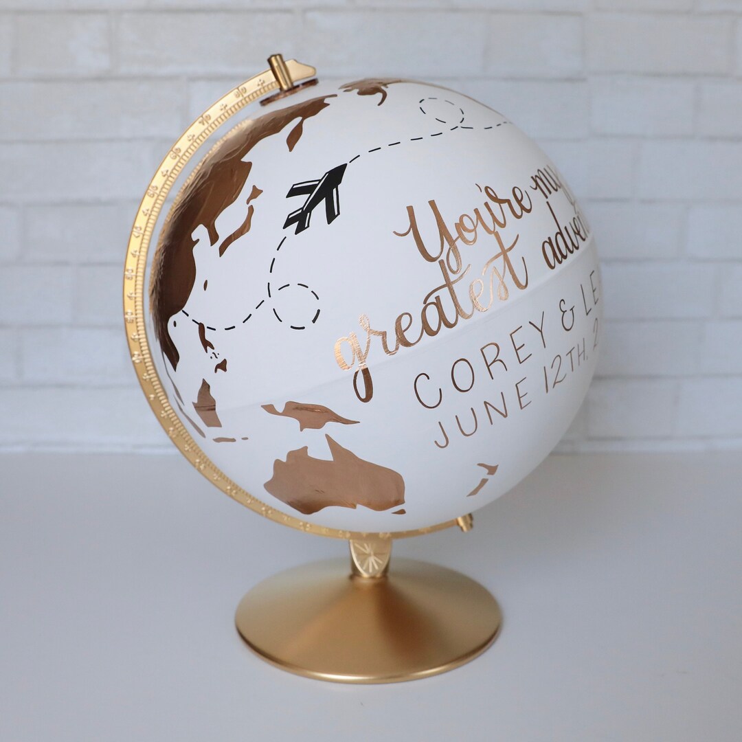 Wedding Guest Book Globe, Personalized Guest Book Alternative, Large