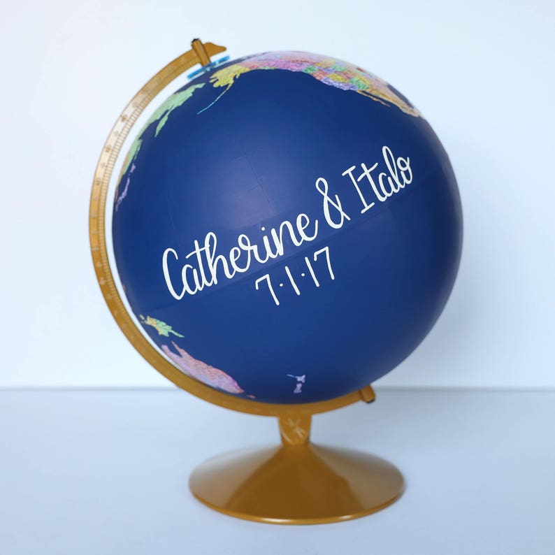 Wedding Guestbook Globe Guestbook Alternative Globe Travel Wedding Adventure Custom Hand Painted Globe Boho Chic 12 Diameter image 8