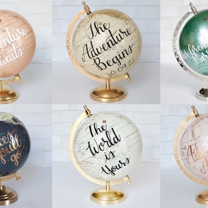 Personalized Wedding Guest Book Globe, Custom Guest Book Alternative, Travel Wedding Signage, Guests Sign Globe Guestbook, Medium 8 inches