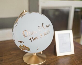 Guest Book Globe Custom Personalized World Map Guests Signing Globes Travel Destination Wedding Decor Reception Signs Table Centerpieces 12”